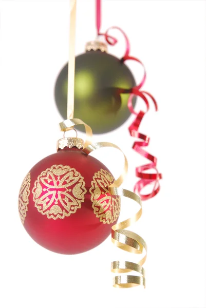 Red and green Christmas ornaments — Stock Photo, Image