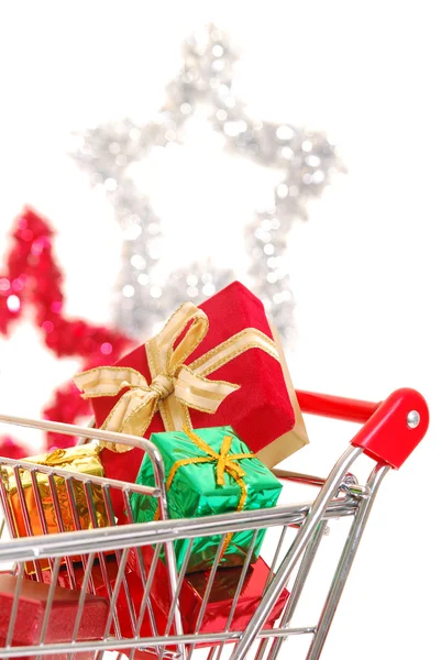 Christmas shopping side view — Stock Photo, Image