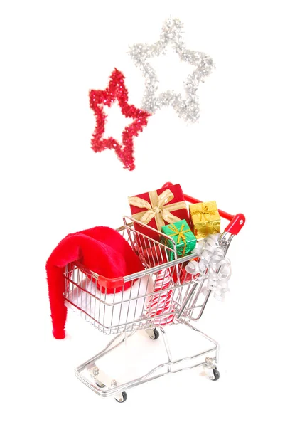 Christmas shopping side view — Stock Photo, Image