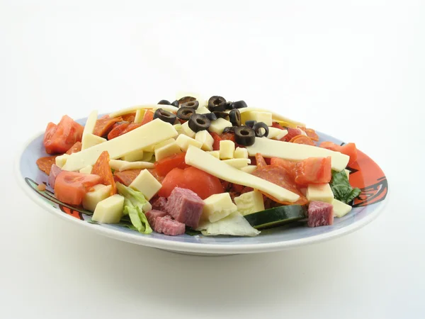 Antipasto salad whole plate — Stock Photo, Image