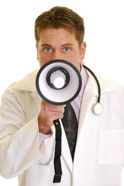 Arzt mit Megafon — Stockfoto