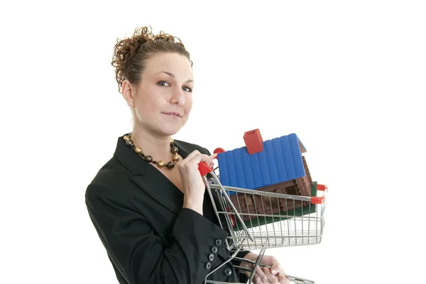 Mulher branca comprando uma casa — Fotografia de Stock