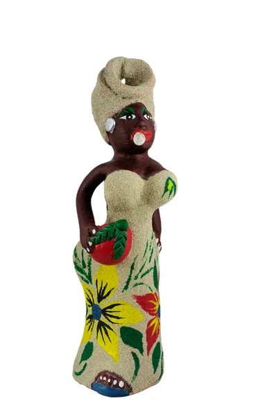 Figurine en argile. Femme cubaine avec un cigare . — Photo