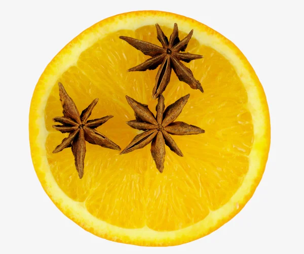 Star anise in orange, — Stock Photo, Image