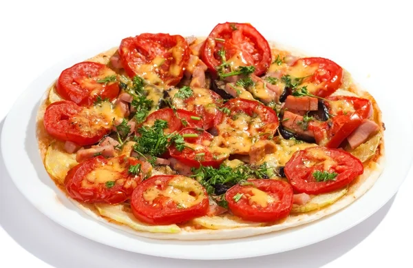 Tasty pizza isolated on white — Stock Photo, Image