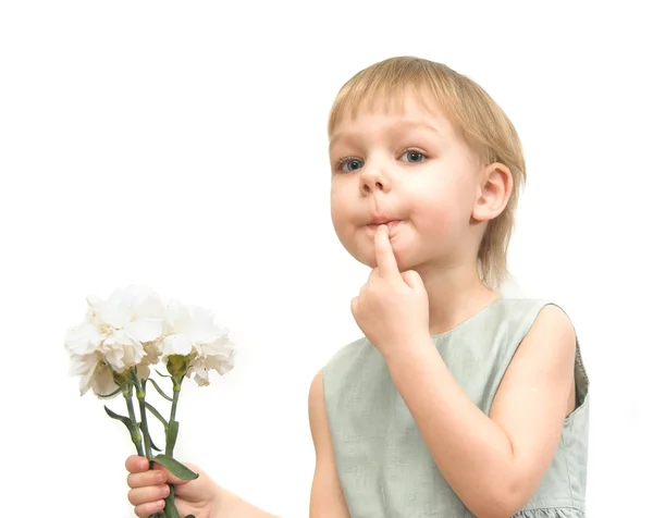 The little girl with a bouquet — Stock Photo, Image