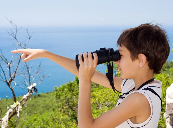 stock image Child with binoculars