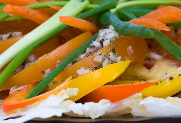 Ensalada de verduras frescas en el plato . — Foto de Stock