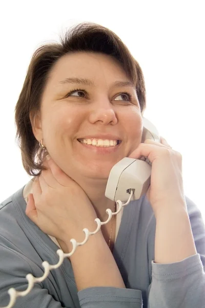 Kvinna, talar i telefon. — Stockfoto
