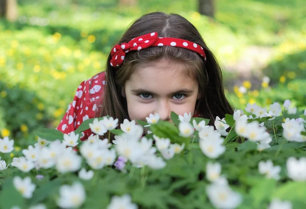 Girl in flowers — Stock Photo, Image