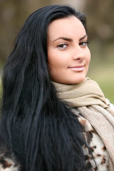Bir kürk manto kadında — Stok fotoğraf