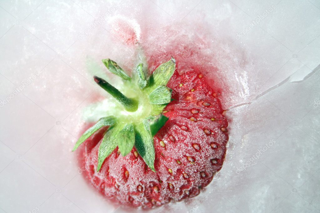 Strawberry in ice.
