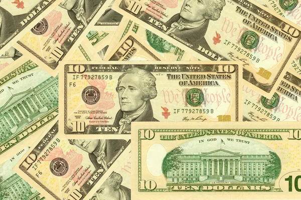 10 dolarów banknotów. — Zdjęcie stockowe