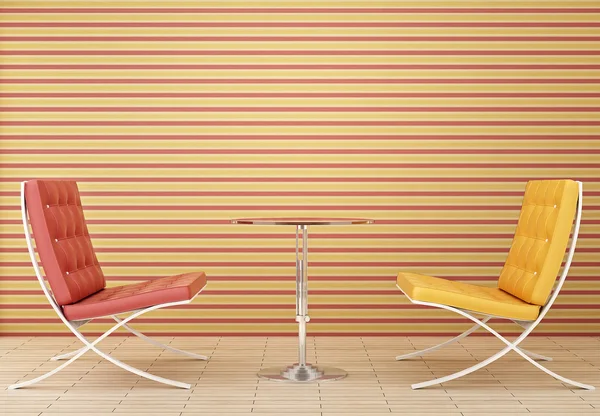 Gele en rode stoel — Stockfoto