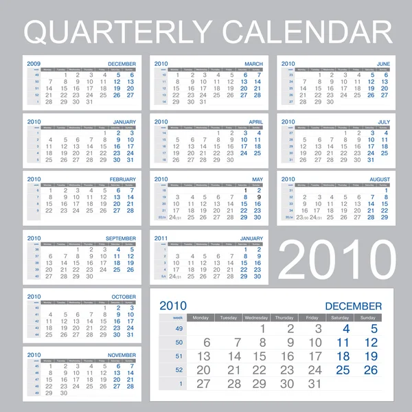 Kwartaal kalender — Stockvector