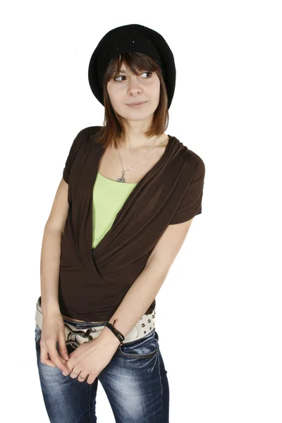 Woman in black beret — Stock Photo, Image