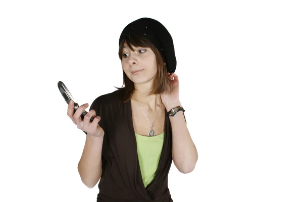 Woman in black beret — Stock Photo, Image