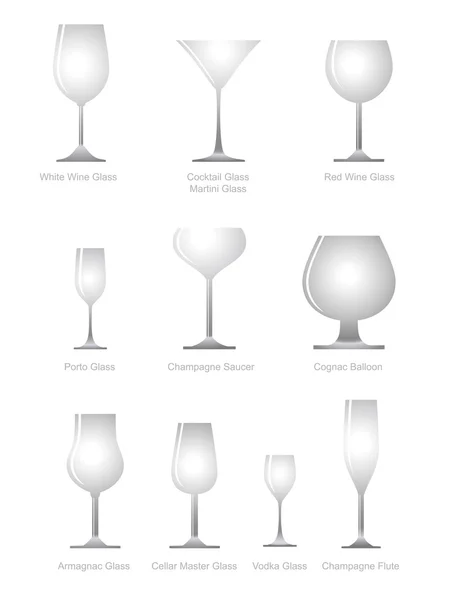 アルコールのガラスのコレクション — ストックベクタ
