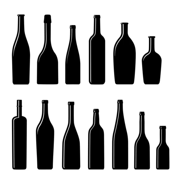Samlingen av silhouette flaskor — Stock vektor