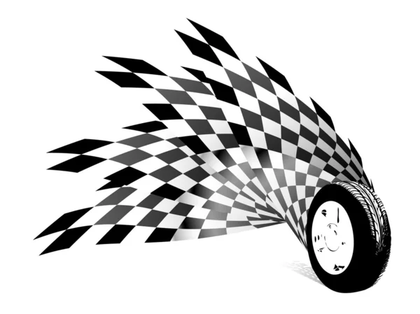 Drapeau et roue de transport — Image vectorielle