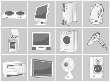 Vector pictographs of home appliance clipart