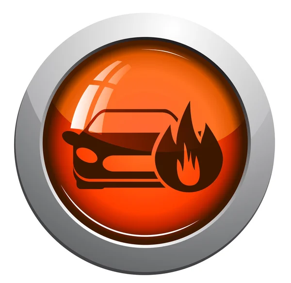 Brinnande bil, vektor icon — Stock vektor