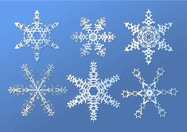Conjunto de copos de nieve en vector — Archivo Imágenes Vectoriales