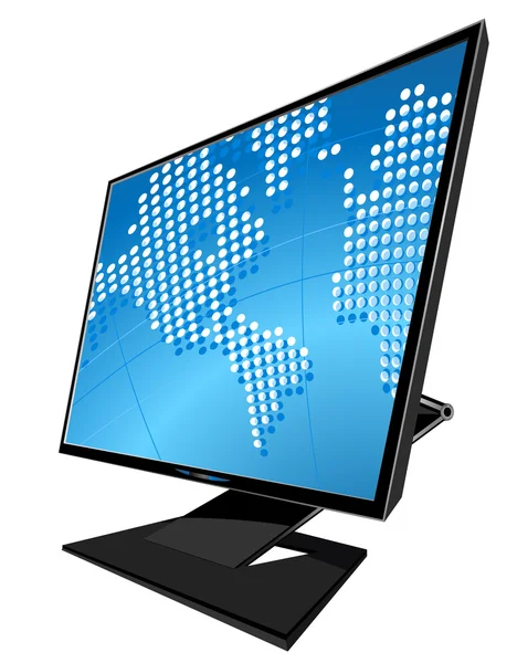 stock vector Lcd monitor with world map