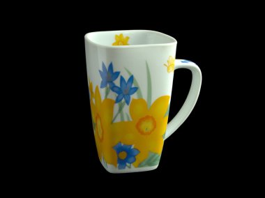 siyah zemin çiçek ile Kupası