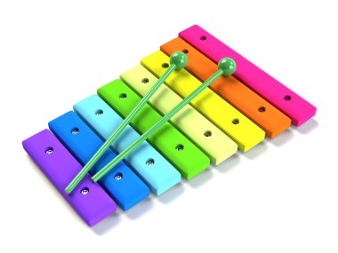 Kids rainbow wooden xylophone clipart