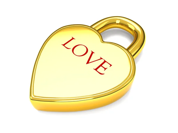 stock image Gold love heart lock