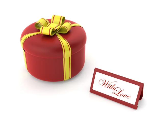 Boîte cadeau ronde rouge — Photo