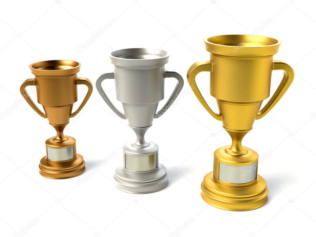 Three trophy cups