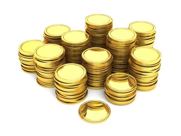 Stapels van gouden munten — Stockfoto
