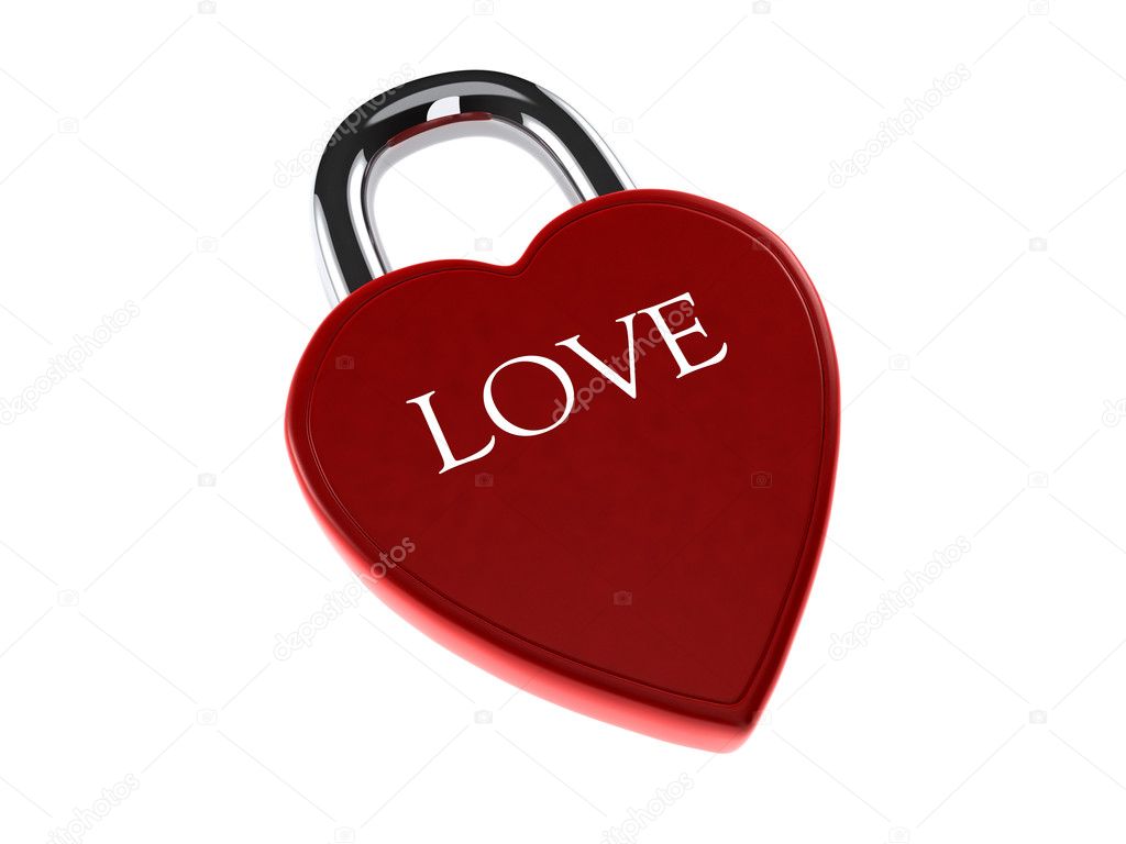 Red love heart lock
