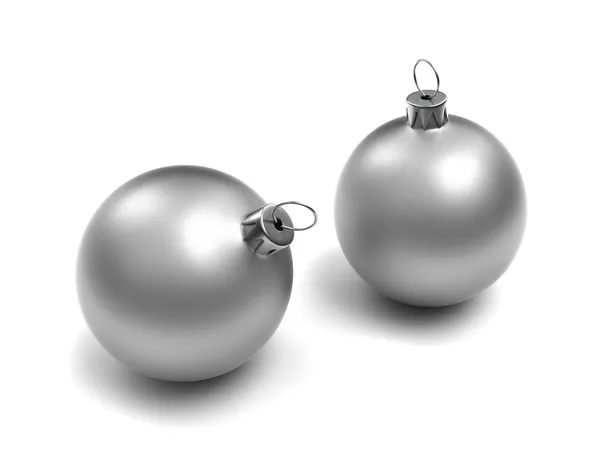 Dos bolas de plata de Navidad — Foto de Stock