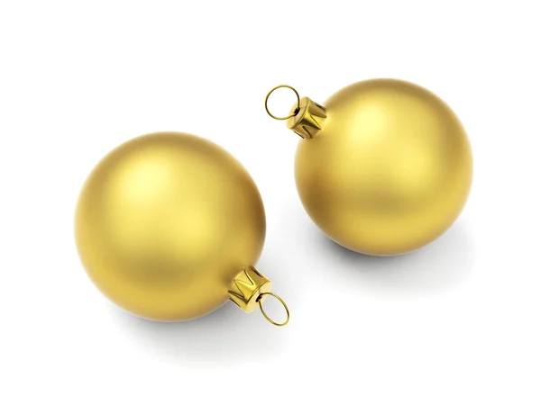 Dva zlaté vánoční koule — Stock fotografie