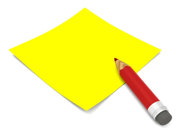 Lápis vermelho e papel de nota de escritório — Fotografia de Stock