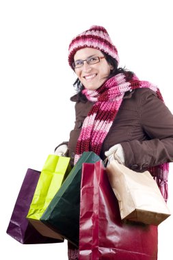 Christmas shopping woman clipart