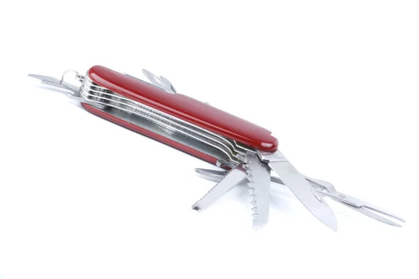 Marketing red swiss army pocket knife to — Stock Photo, Image