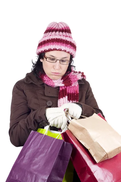 Christmas shopping kvinna — Stockfoto
