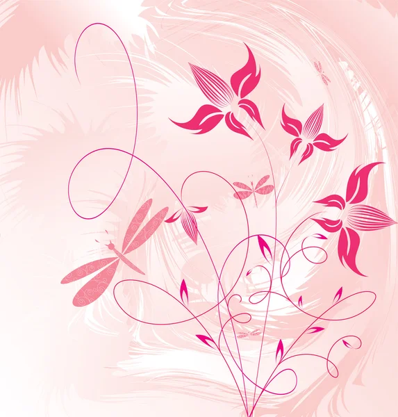 Decorative floral on pink background — Stock Vector