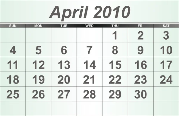 April 2010 Skrivbordskalender. — Stockfoto