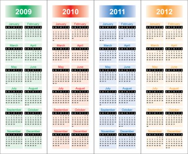 Calendar of 2009-2012 years. clipart