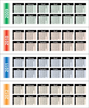 2009-2012 yılı takvimi.