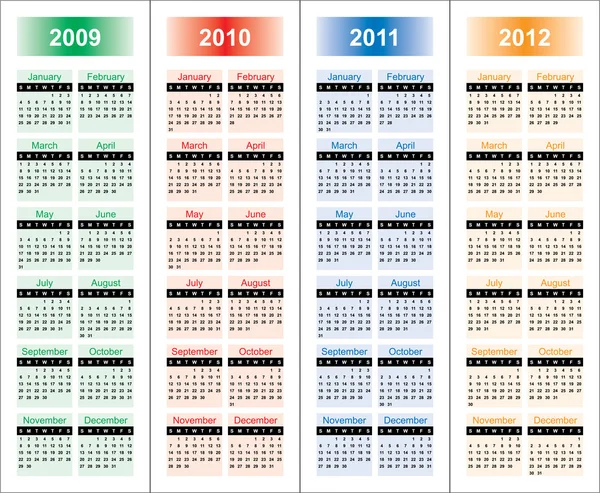 Kalendář 2009-2012 let. — Stockový vektor
