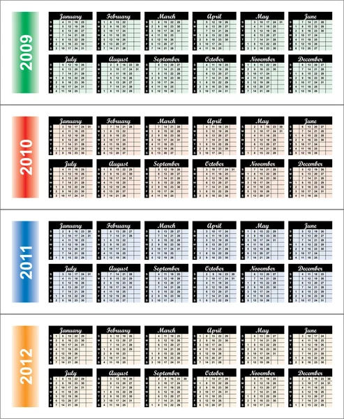 Calendario de 2009-2012 años . — Archivo Imágenes Vectoriales