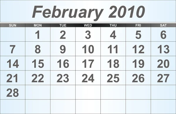 Pulpitu kalendarz lutego 2010. — Zdjęcie stockowe