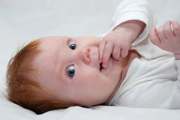 Baby with fingers — Stock Photo, Image