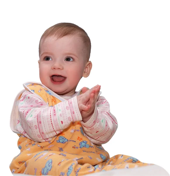 Applauding baby over white — Stock Photo, Image